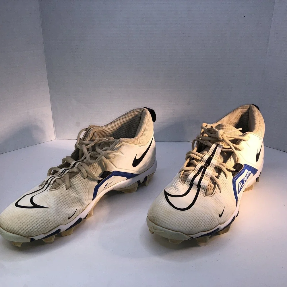 Nike Alpha Menace 3 Shark Men's US Sz 11.5 Football Cleats CV0582-101 White Blue